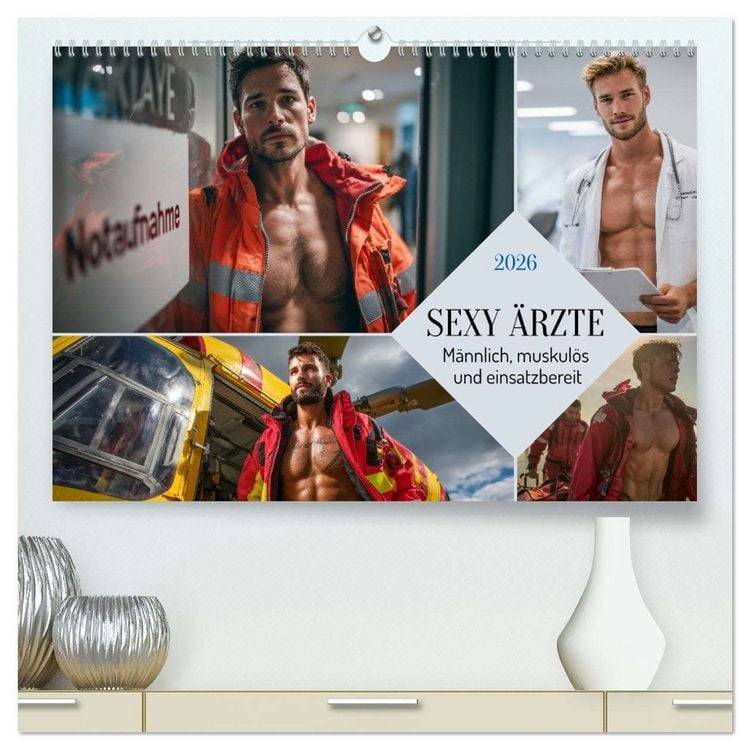 Produktbild: SEXY &Auml;RZTE - M&auml;nnlich, muskul&ouml;s und einsatzbereit (hochwertiger Premium Wandkalender 2026 DIN A2 quer), Kunstdruck in Hochglanz
