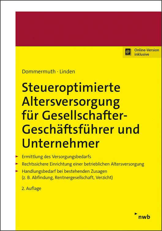 Produktbild: Steueroptimierte Altersversorgung f&uuml;r Gesellschafter-Gesch&auml;ftsf&uuml;hrer und Unternehmer