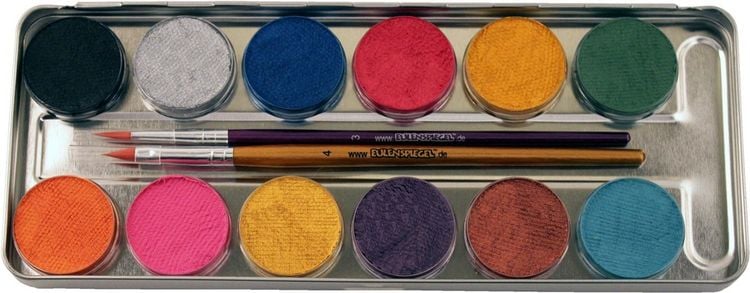 Produktbild: EULENSPIEGEL Schminkpalette 12 Perlglanz Farben Metalletui