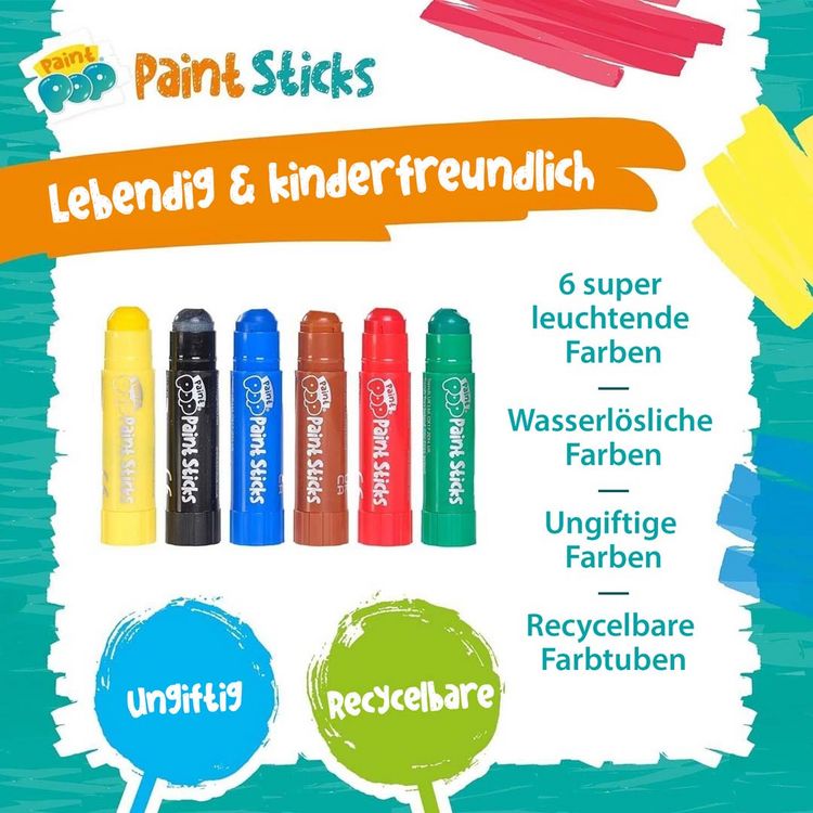 Produktbild: Paint Pop: Paint Sticks 6-Pack (klassische Farben)