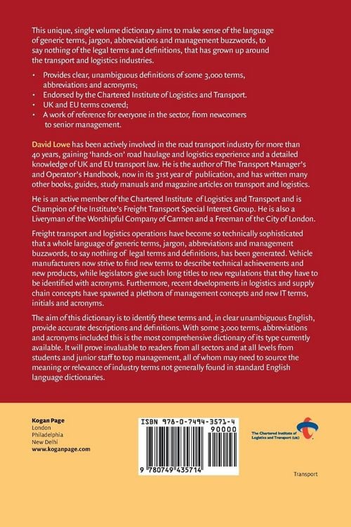 Produktbild: Dictionary of Transport and Logistics