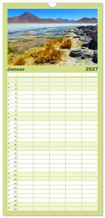 Produktbild: Familienplaner 2027 - Bolivien - Die geheime Perle S&uuml;damerikas mit 5 Spalten (Wandkalender, 21 x 45 cm) CALVENDO