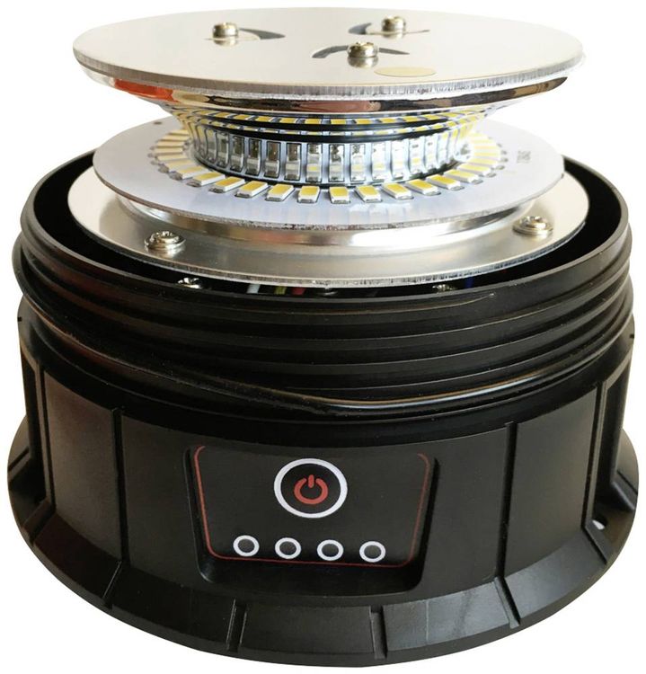 Produktbild: Berger & Schr&ouml;ter Rundumleuchte Akku LED RKL 12/24VR65 20288 5 V akkubetrieben Magnet-Befestigung, Schraubfu&szlig;, Saugfu&szlig; Orange