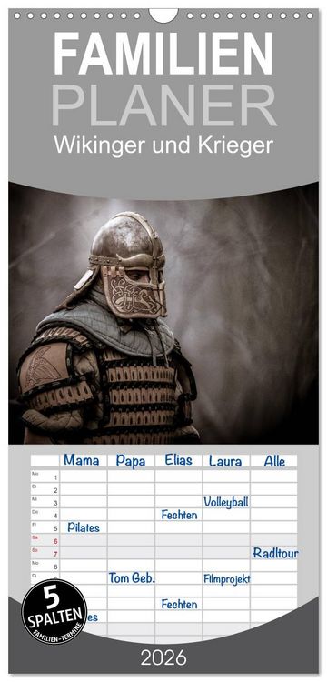 Produktbild: Familienplaner 2026 - Wikinger und Krieger mit 5 Spalten (Wandkalender, 21 x 45 cm) CALVENDO
