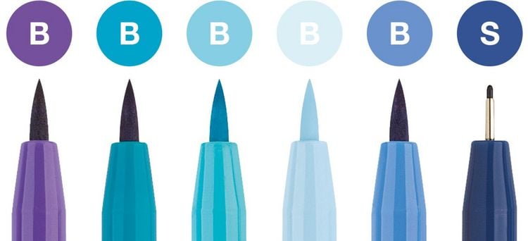 Produktbild: Faber-Castell Tuschestifte Pitt Artist Pens Hand Lettering Blautöne, 6er Etui