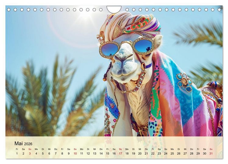 Produktbild: Modische Kamele in der W&uuml;ste. Extravagante Highlights (Wandkalender 2026 DIN A4 quer), CALVENDO Monatskalender