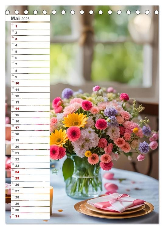 Produktbild: Festliche Momente - Ein Jahr mit KI Geburtstagen (Tischkalender 2026 DIN A5 hoch), CALVENDO Monatskalender