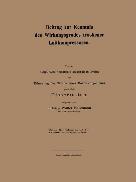 Produktbild: Beitrag zur Kenntnis des Wirkungsgrades trockener Luftkompressoren