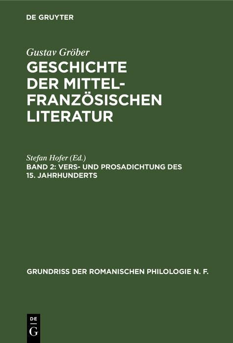 Produktbild: Vers- und Prosadichtung des 15. Jahrhunderts