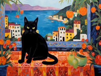 Produktbild: CALVENDO Puzzle Schwarze Katze auf einem Tisch | 1000 Teile Lege-Gr&ouml;&szlig;e 64x48cm Foto-Puzzle f&uuml;r gl&uuml;ckliche Stunden