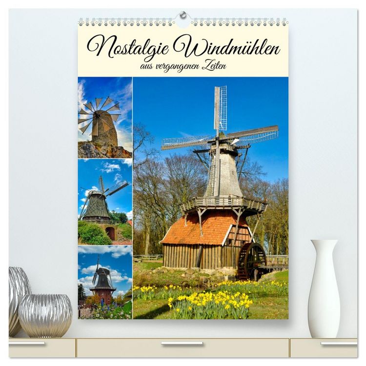 Produktbild: Nostalgie Windm&uuml;hlen (hochwertiger Premium Wandkalender 2026 DIN A2 hoch), Kunstdruck in Hochglanz