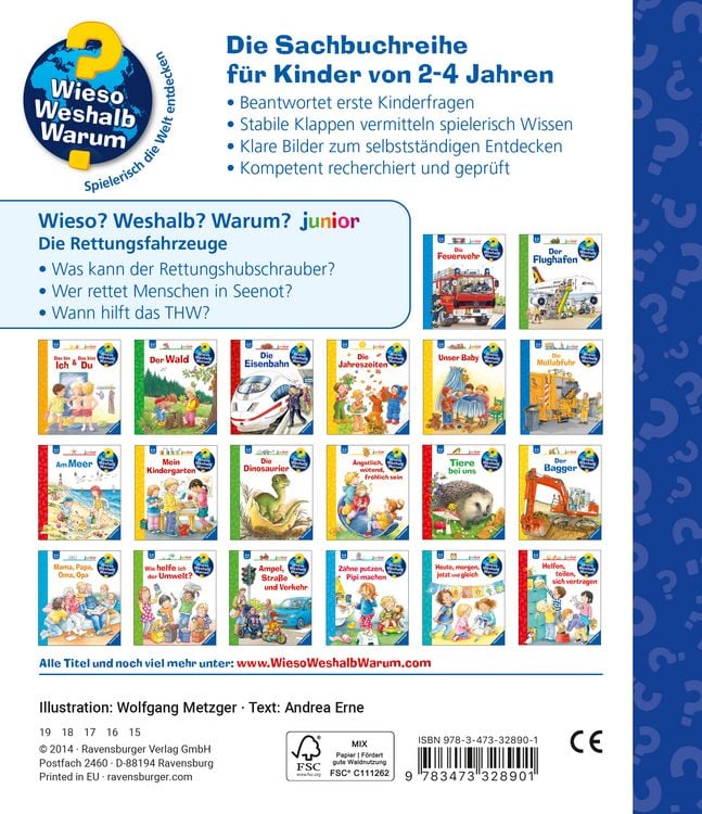 Produktbild: Die Rettungsfahrzeuge / Wieso? Weshalb? Warum? Junior Bd. 23