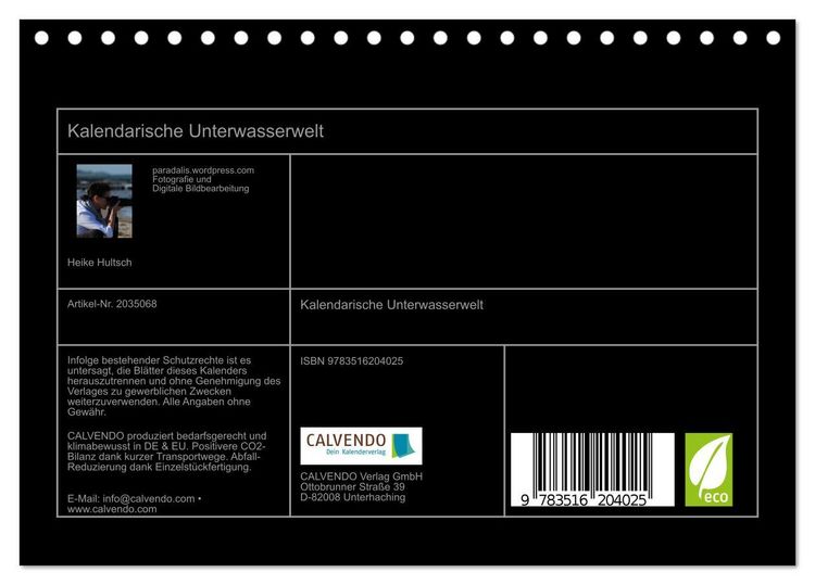 Produktbild: Kalendarische Unterwasserwelt (Tischkalender 2026 DIN A5 quer), CALVENDO Monatskalender
