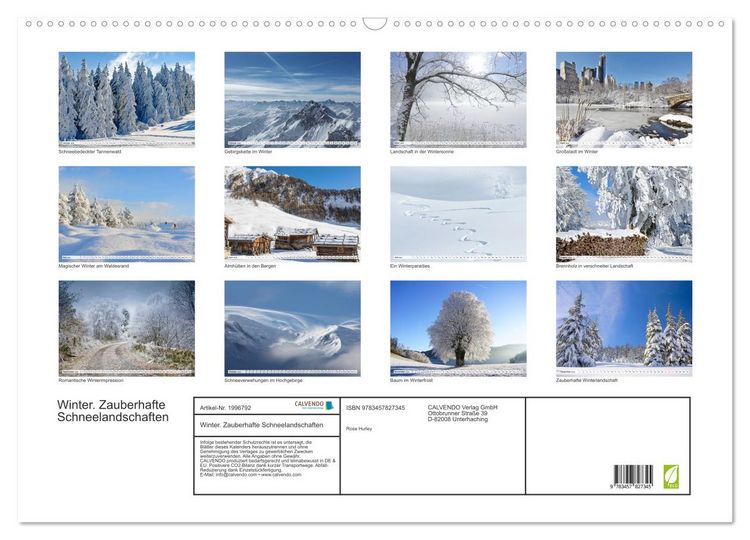 Produktbild: Winter. Zauberhafte Schneelandschaften (Wandkalender 2026 DIN A2 quer), CALVENDO Monatskalender