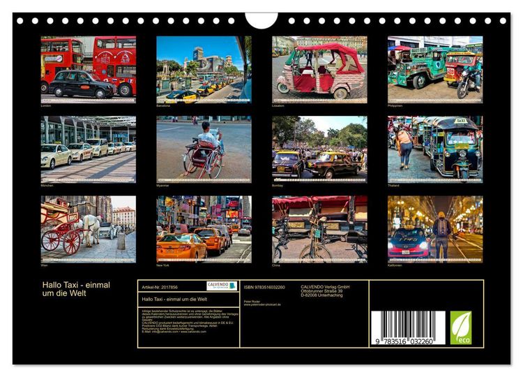 Produktbild: Hallo Taxi - einmal um die Welt (Wandkalender 2026 DIN A4 quer), CALVENDO Monatskalender