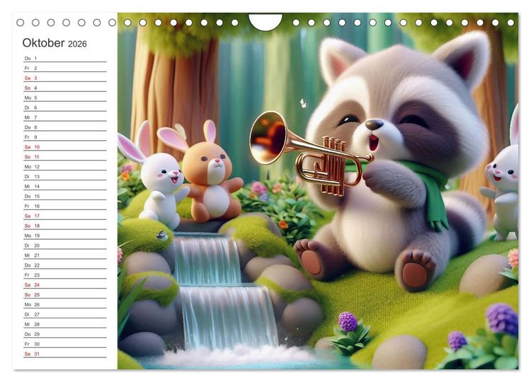 Produktbild: Musikalische Waldtiere (Wandkalender 2026 DIN A4 quer), CALVENDO Monatskalender