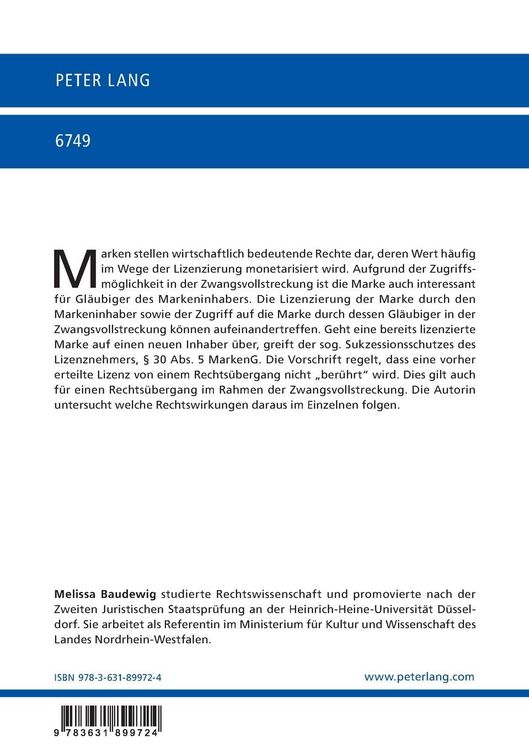 Produktbild: Die Zwangsvollstreckung in das lizenzierte Markenrecht