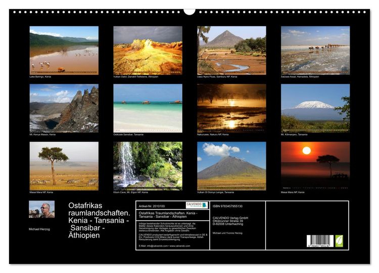 Produktbild: Ostafrikas Traumlandschaften. Kenia - Tansania - Sansibar - &Auml;thiopien (Wandkalender 2026 DIN A2 quer), CALVENDO Monatskalender