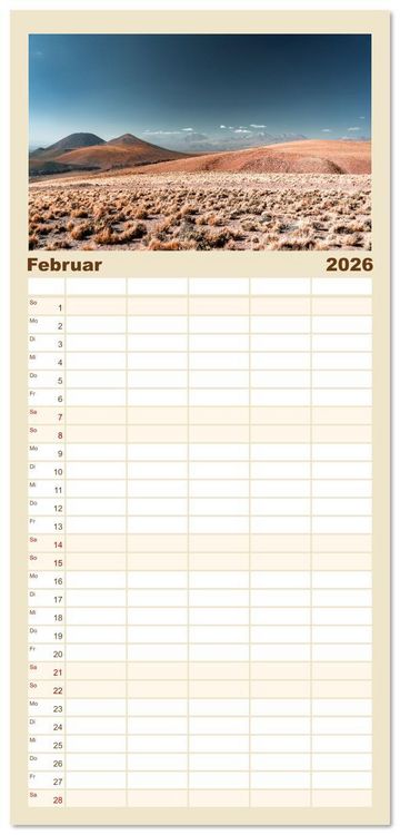 Produktbild: Familienplaner 2026 - Chile - Die stille Kraft der Atacama mit 5 Spalten (Wandkalender, 21 x 45 cm) CALVENDO