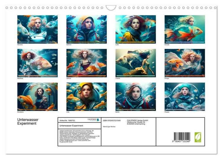 Produktbild: Unterwasser Experiment (Wandkalender 2026 DIN A3 quer), CALVENDO Monatskalender