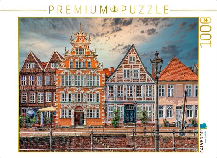 Produktbild: CALVENDO Puzzle Stade, "Am Wasser West", mit dem B&uuml;rgermeister-Hintze-Haus und dem Goeben-Haus | 1000 Teile Lege-Gr&ouml;&szlig;e 64x48cm Foto-Puzzle f&uuml;r gl&uuml;ckli