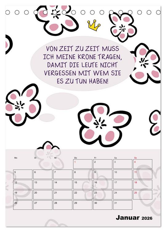 Produktbild: K&ouml;nigin &uuml;ber alles! Typokalender f&uuml;r starke Frauen (Tischkalender 2026 DIN A5 hoch), CALVENDO Monatskalender