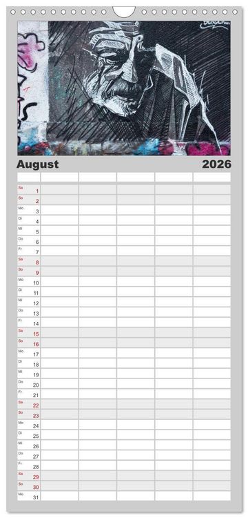 Produktbild: Familienplaner 2026 - Street-Art 2026 mit 5 Spalten (Wandkalender, 21 x 45 cm) CALVENDO