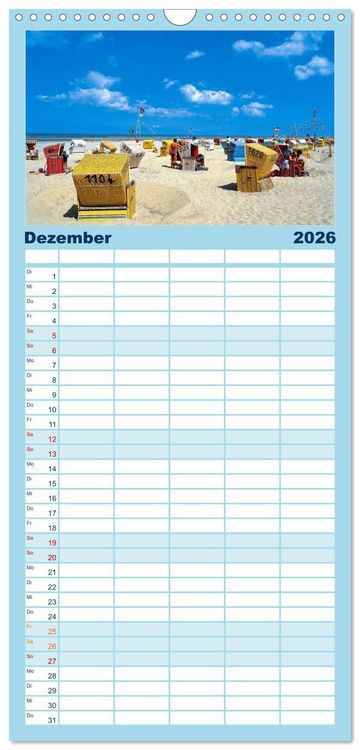 Produktbild: Familienplaner 2026 - Ostfriesische Inseln mit 5 Spalten (Wandkalender, 21 x 45 cm) CALVENDO