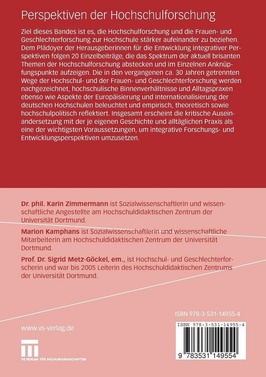 Produktbild: Perspektiven der Hochschulforschung