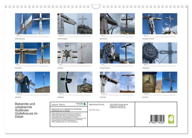 Produktbild: Bekannte und unbekannte S&uuml;dtiroler Gipfelkreuze im Detail (Wandkalender 2026 DIN A3 quer), CALVENDO Monatskalender
