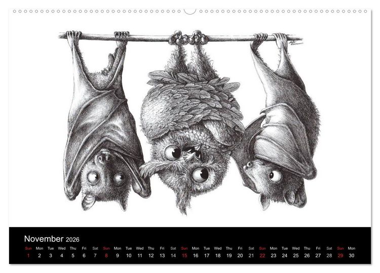 Produktbild: owls & friends 2026 (High Quality Premium Wall Calendar 2026 DIN A2 landscape),CALVENDO 12 Month Wall Calendar