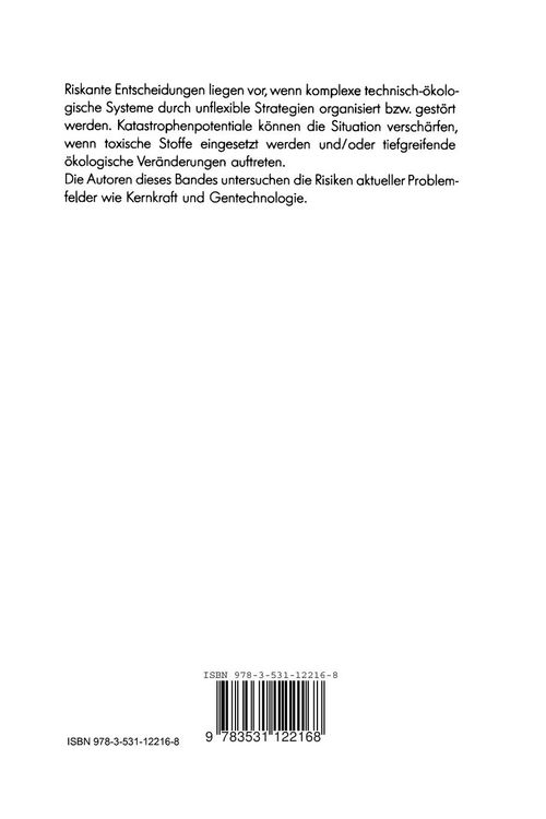 Produktbild: Riskante Entscheidungen und Katastrophenpotentiale
