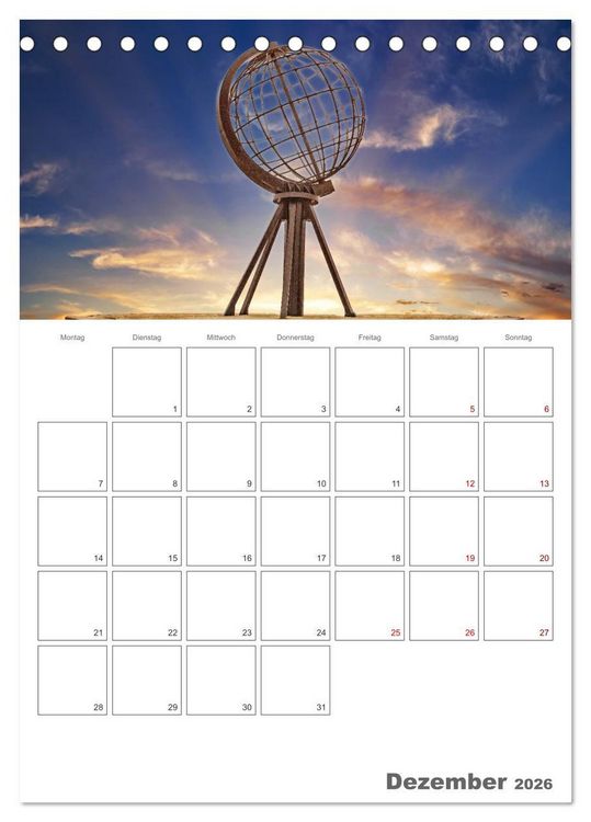 Produktbild: Norwegen - Reiseplaner (Tischkalender 2026 DIN A5 hoch), CALVENDO Monatskalender