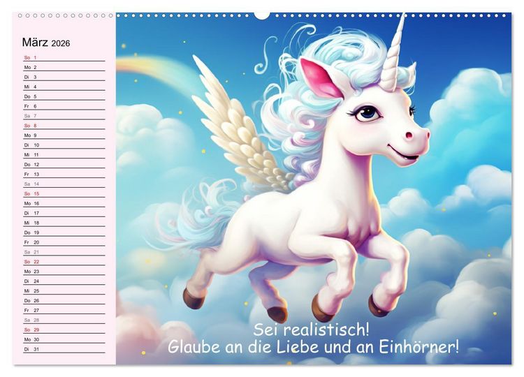 Produktbild: Unicorns! Lustige Einh&ouml;rner. Witzige Einhornspr&uuml;che und Weisheiten (Wandkalender 2026 DIN A2 quer), CALVENDO Monatskalender