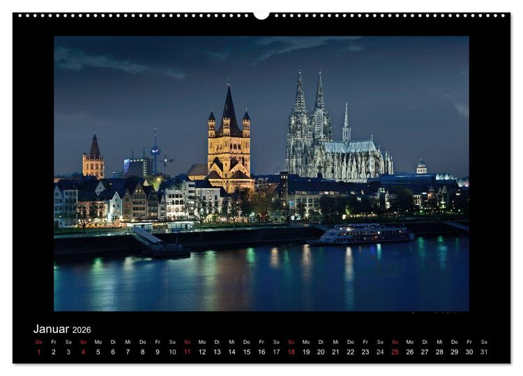 Produktbild: K&ouml;ln &ndash; Nachts 2026 (hochwertiger Premium Wandkalender 2026 DIN A2 quer), Kunstdruck in Hochglanz