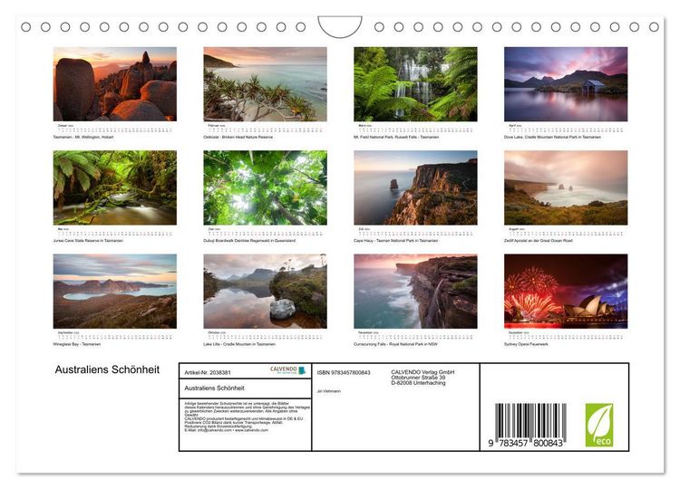 Produktbild: Australiens Sch&ouml;nheit (Wandkalender 2026 DIN A4 quer), CALVENDO Monatskalender