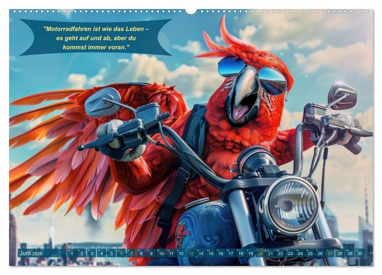 Produktbild: Tierisch lustige Motorradfahrer (Wandkalender 2026 DIN A2 quer), CALVENDO Monatskalender