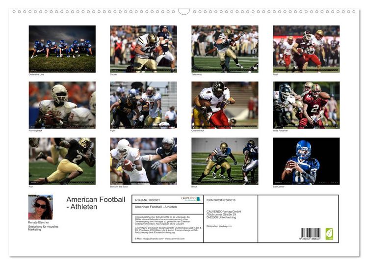 Produktbild: American Football - Athleten (Wandkalender 2026 DIN A2 quer), CALVENDO Monatskalender