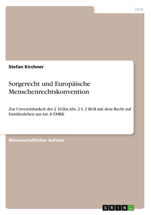 Produktbild: Sorgerecht und Europ&auml;ische Menschenrechtskonvention
