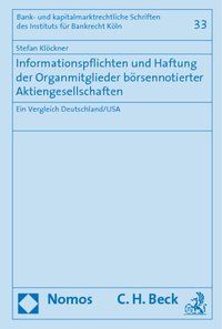 Produktbild: Informationspflichten und Haftung der Organmitglieder b&ouml;rsennotierter Aktiengesellschaften