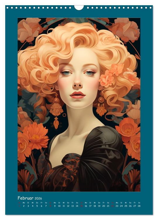 Produktbild: Glanz der Filmdiven. Art Nouveau Paintings im Poster-Stil (Wandkalender 2026 DIN A3 hoch), CALVENDO Monatskalender