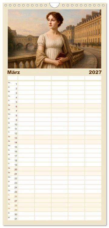 Produktbild: Familienplaner 2027 - Jane Austen mit 5 Spalten (Wandkalender, 21 x 45 cm) CALVENDO