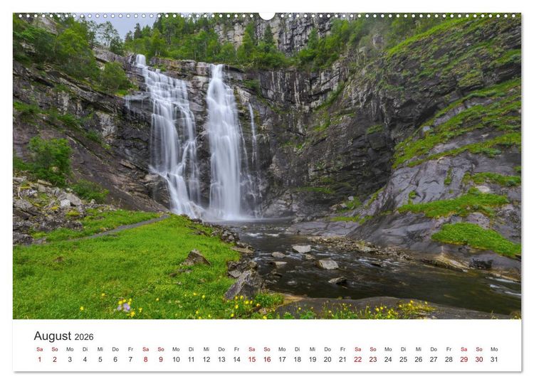 Produktbild: Wasserf&auml;lle in Norwegen (Wandkalender 2026 DIN A2 quer), CALVENDO Monatskalender