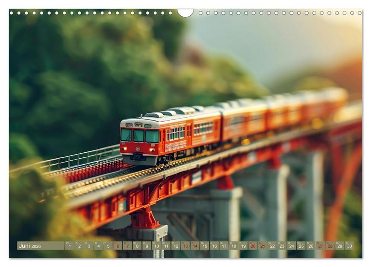 Produktbild: Miniaturwelt Eisenbahn - Zug um Zug ins Abenteuer (Wandkalender 2026 DIN A3 quer), CALVENDO Monatskalender