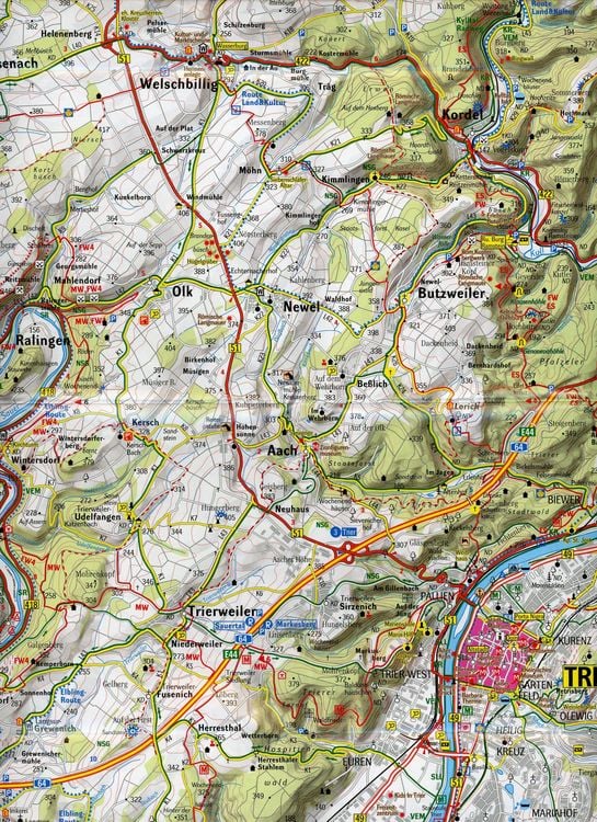 Produktbild: S&uuml;deifel, Luxembourg, Trierer Land Wander- und Freizeitkarte