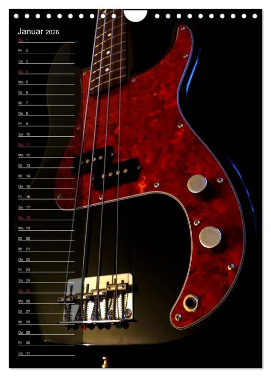 Produktbild: ROCKGITARREN in Szene gesetzt / Geburtstagskalender (Wandkalender 2026 DIN A4 hoch), CALVENDO Monatskalender