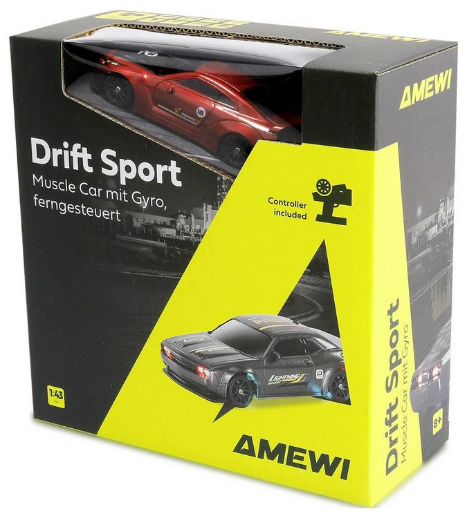 Produktbild: Amewi Drift Sport GTR Rot Brushed 1:43 RC Modellauto Elektro Sportwagen Allradantrieb (4WD) RtR 2,4 GHz