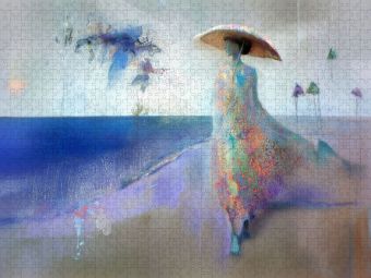 Produktbild: CALVENDO Puzzle Dame am Strand | 2000 Teile Lege-Gr&ouml;&szlig;e 90x67cm Foto-Puzzle f&uuml;r gl&uuml;ckliche Stunden