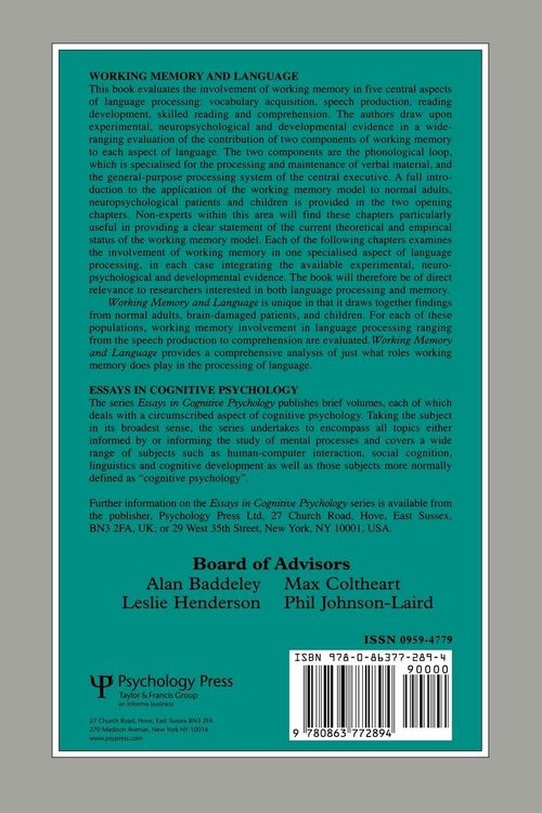 Produktbild: Working Memory and Language
