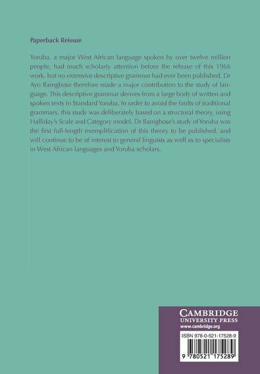 Produktbild: A Grammar of Yoruba